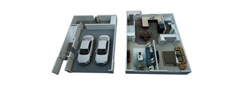 1 Bed 1 Bath Townhome with Attached Garage Floor Plan
