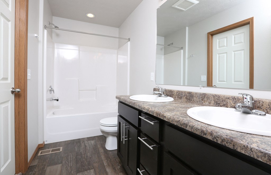 a bathroom with a sink and a toilet and a shower