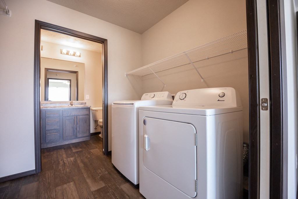 private washer and dryer in the laundry room of an apartment