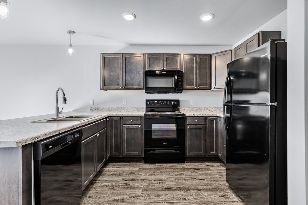 kitchen with black appliances