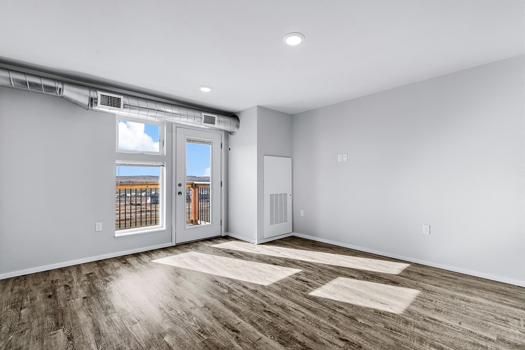 living room with patio view
