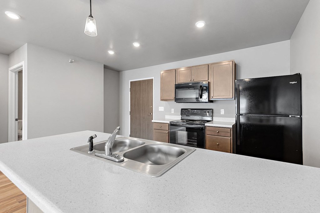 kitchen with black appliances