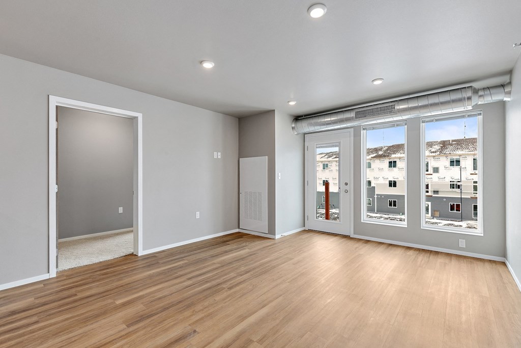 living room with large windows