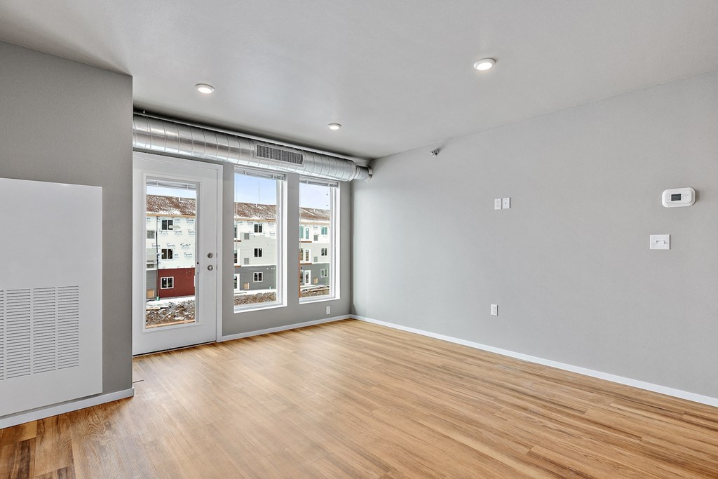 living room with large windows