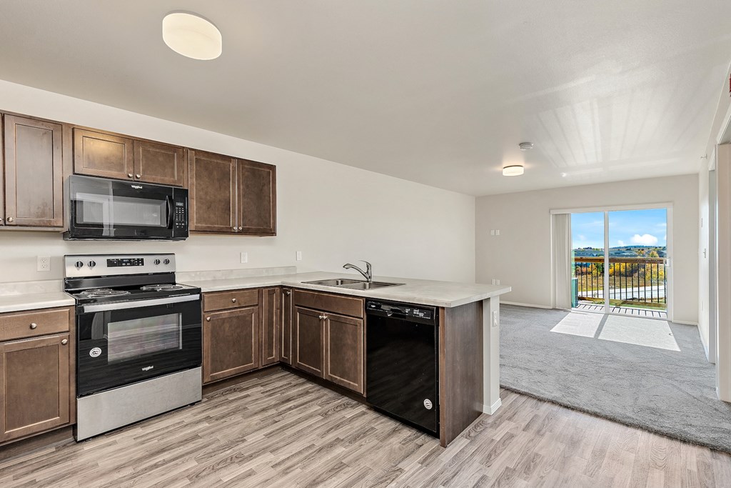 kitchen with black appliances