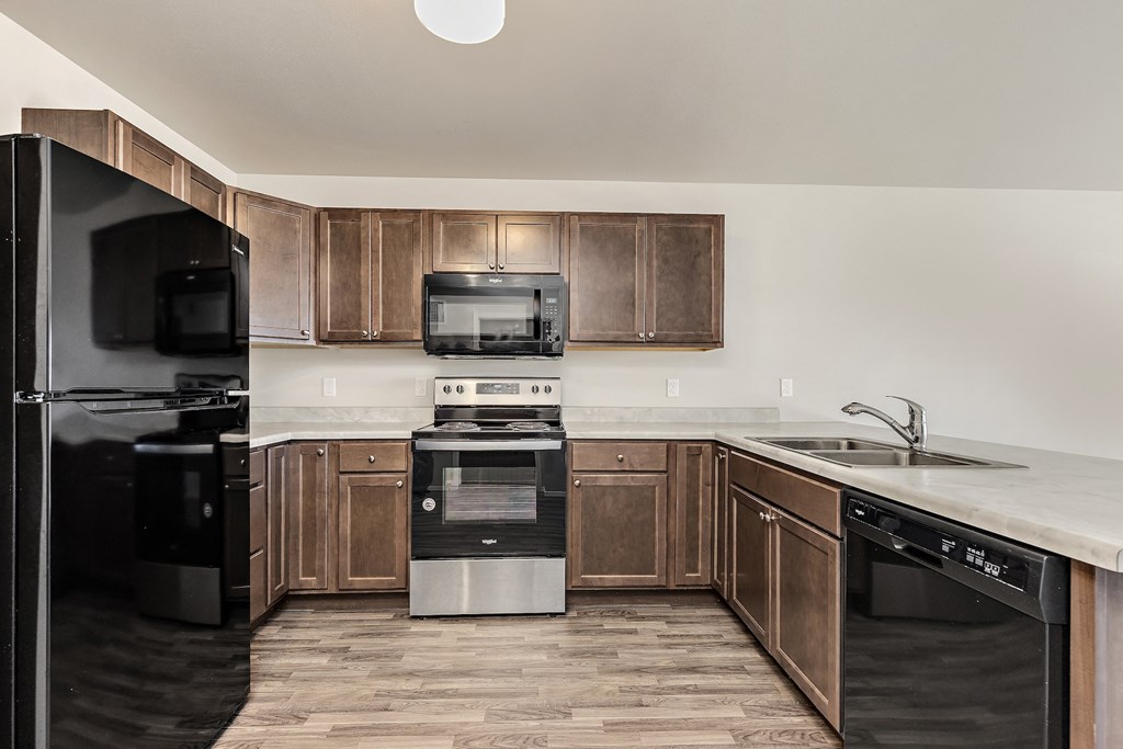 kitchen with black appliances