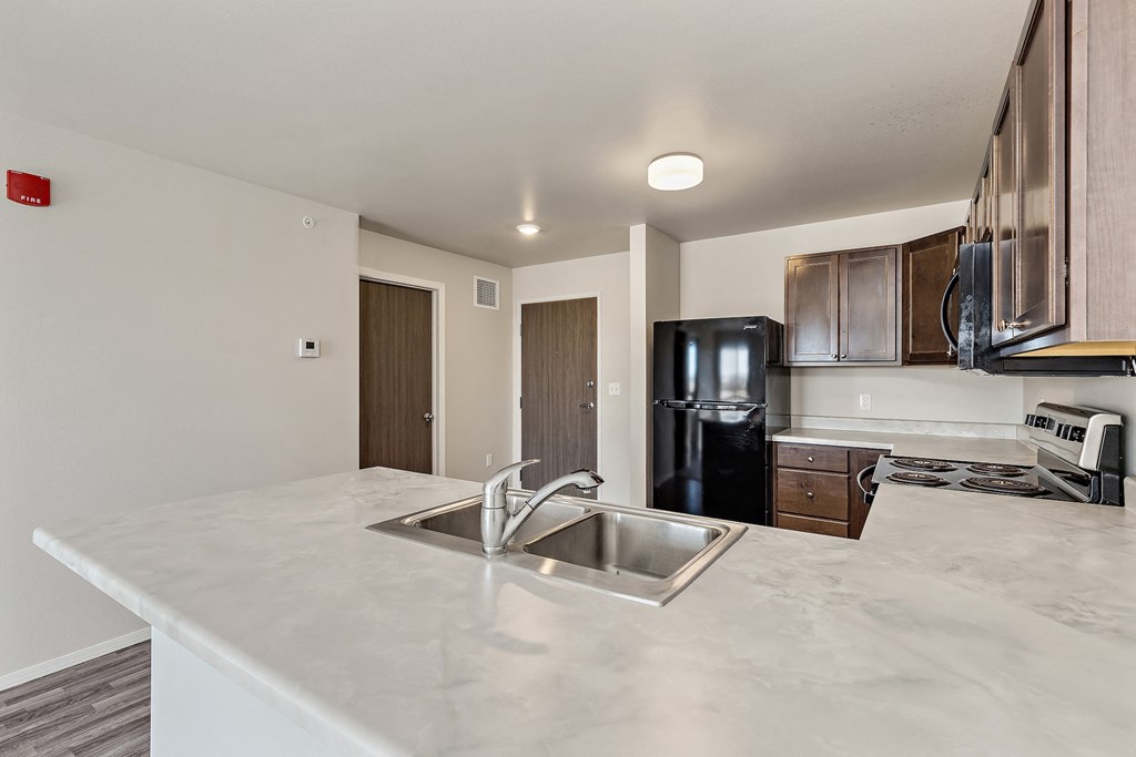 kitchen with black appliances
