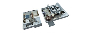 2 Bed 1.5 Bath Townhome with Attached Garage Floor Plan