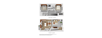 a rendering of the first and second floor of a house