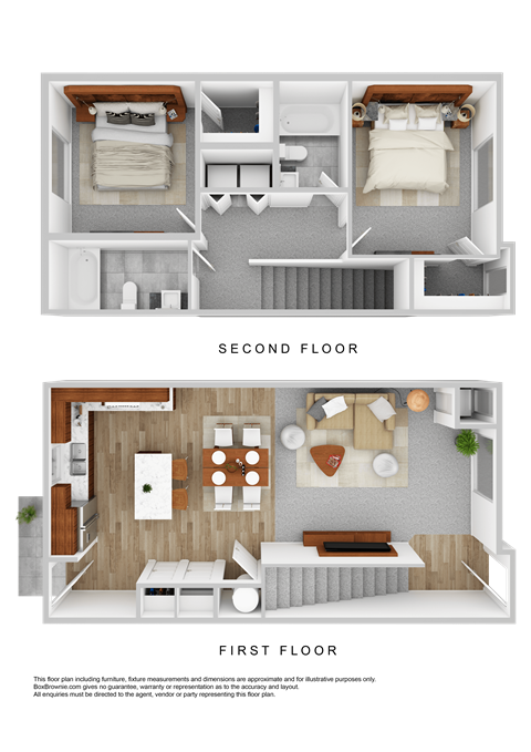 a rendering of the first and second floor of a house