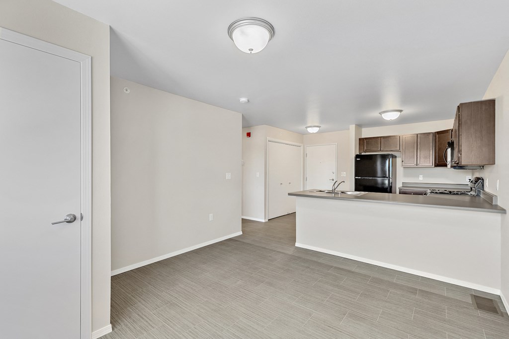 Kitchen with black appliances