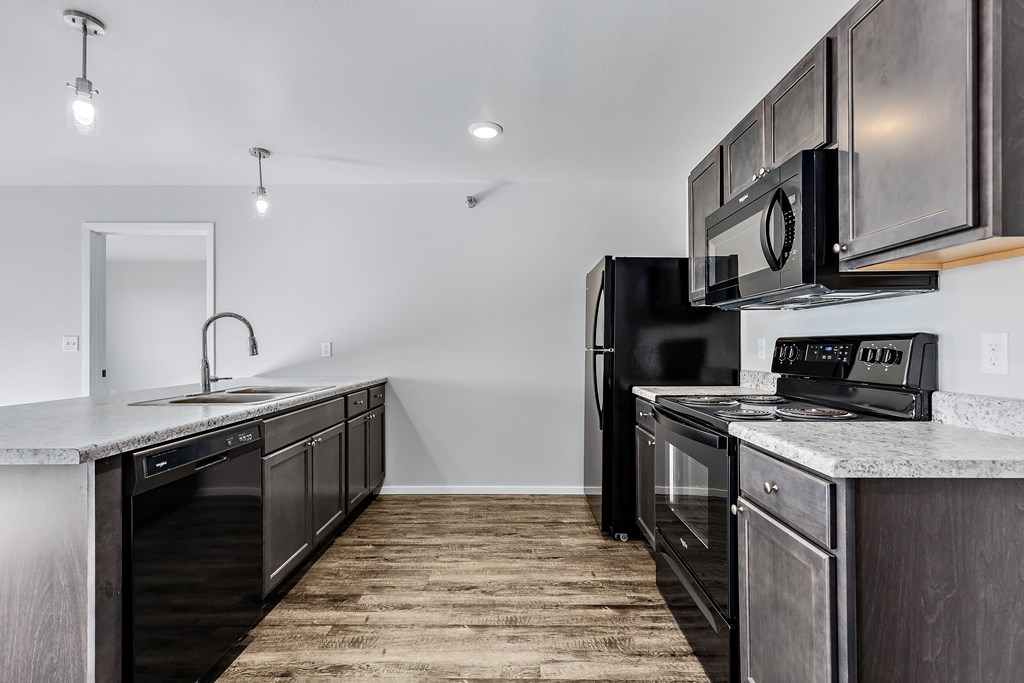 kitchen with black appliances
