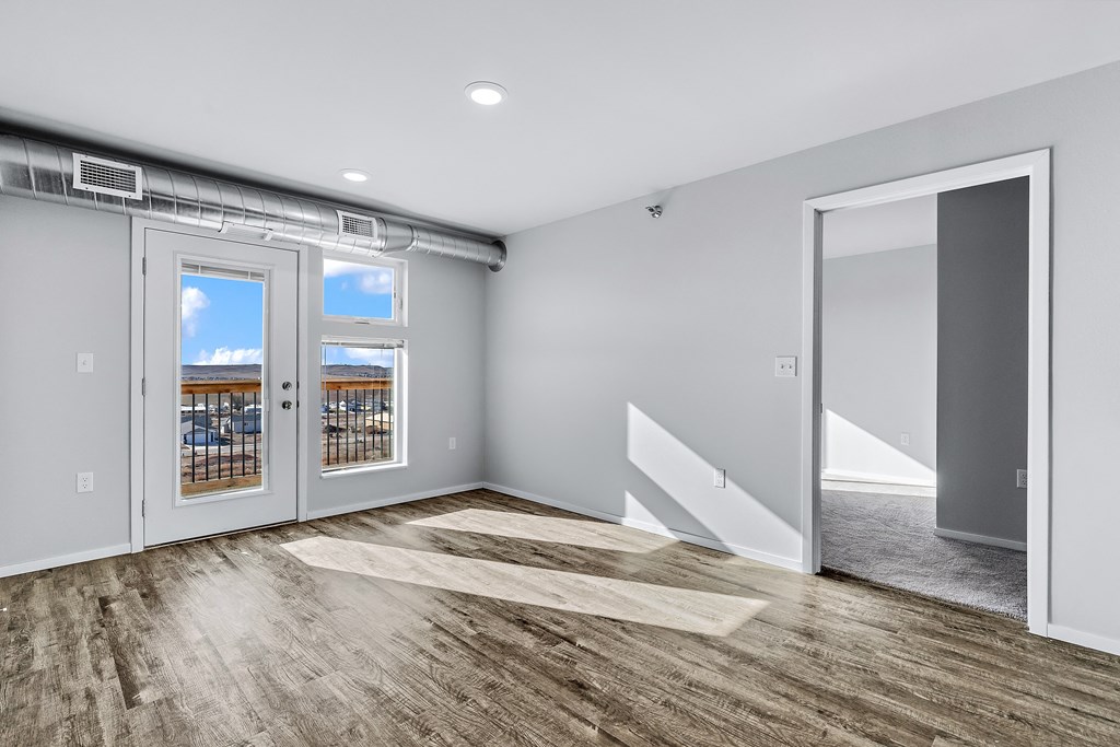 living room with patio view