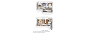 A diagram shows the layout of a one and two bedroom apartment.
