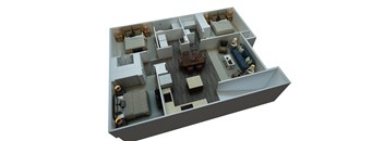 a 3d floor plan of a 2100 sq ft apartment