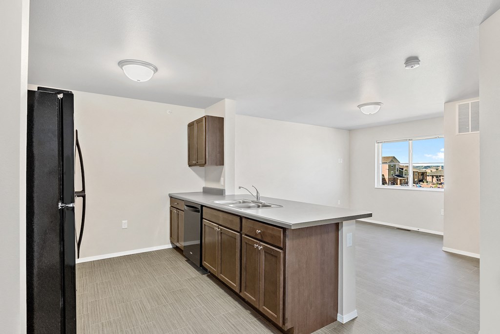 Kitchen with black appliances