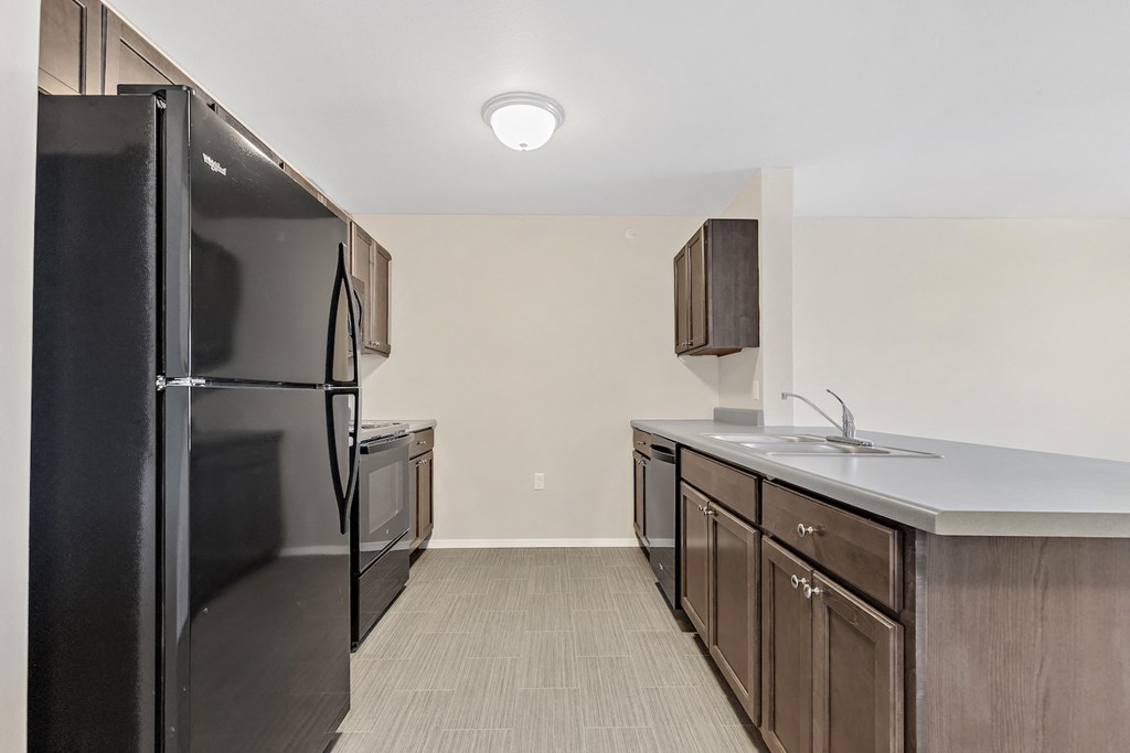 Kitchen with black appliances