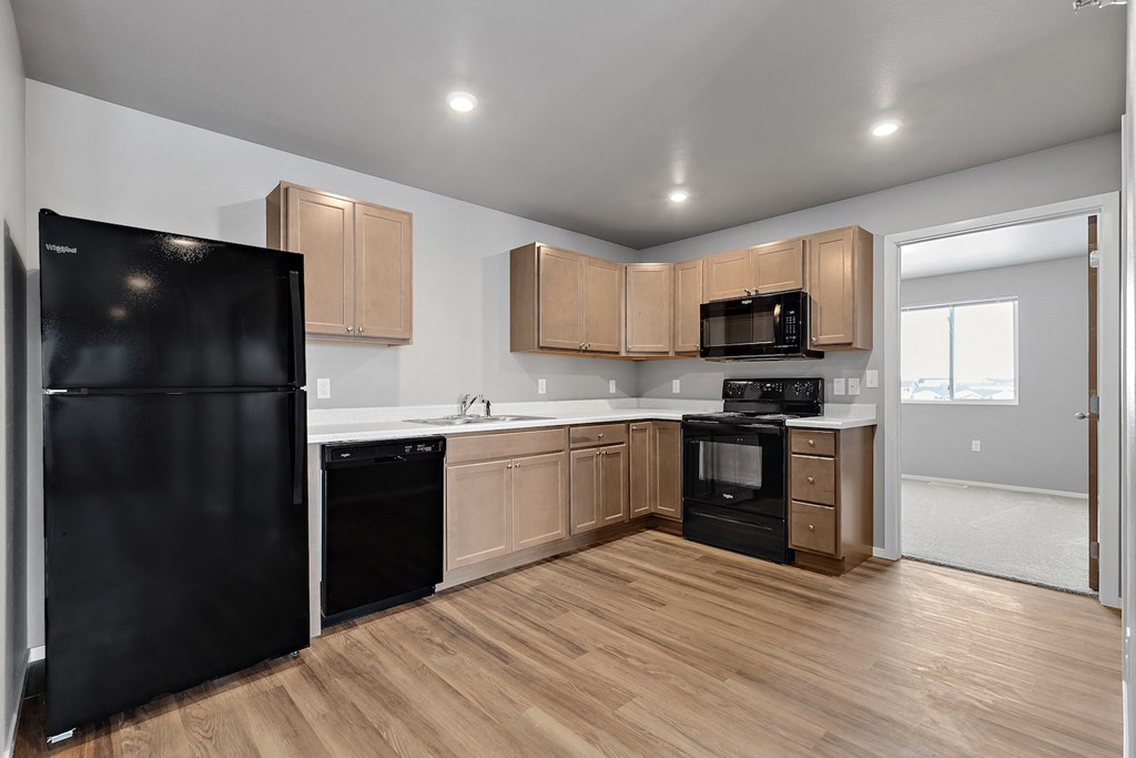 kitchen with black appliances