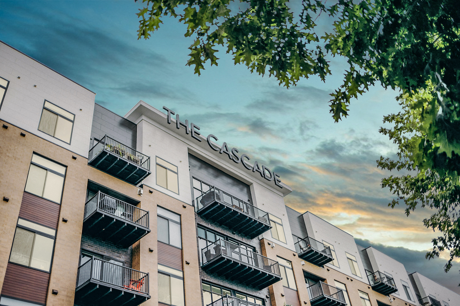 an apartment building with the on top of it