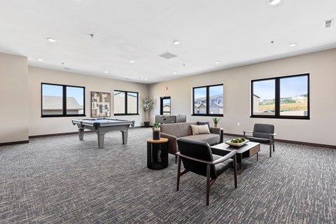 the preserve at ballantyne commons community room with pool table