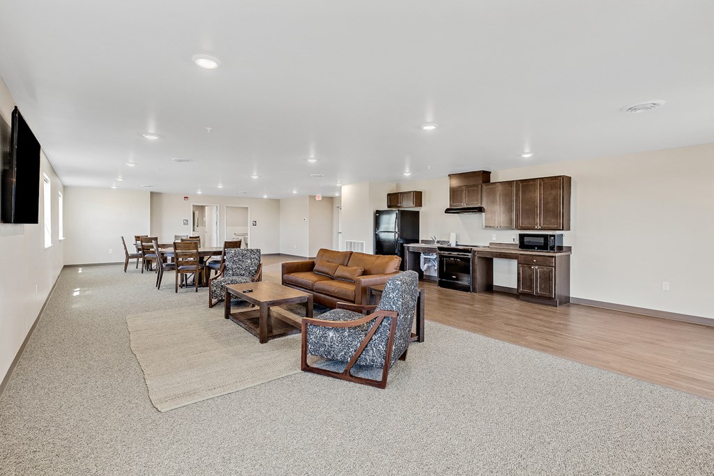 Community Room with black appliances