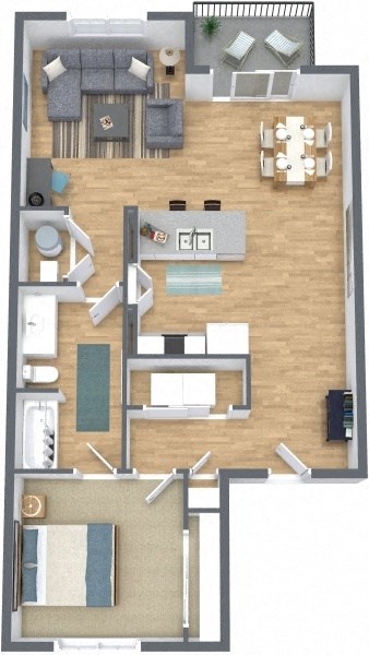 a drawing of the roommates roommates living room and kitchen floor plan