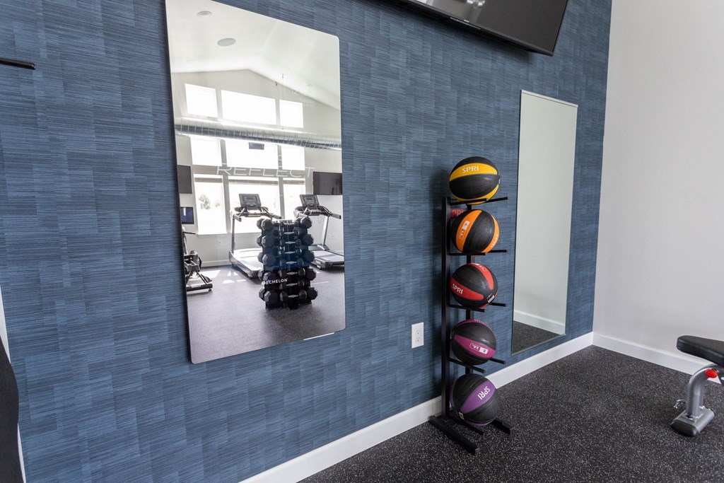 the gym at the flats at big tex apartments