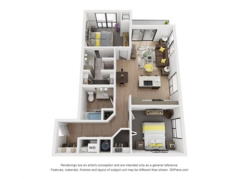 a floor plan of a 1 bedroom floor plan
