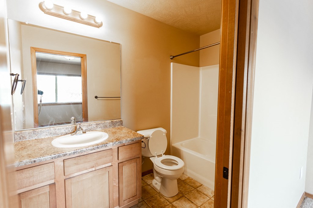 a bathroom with a toilet and a sink and a bath tub