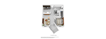 A floor plan of a house with a kitchen, living room, and bedrooms.