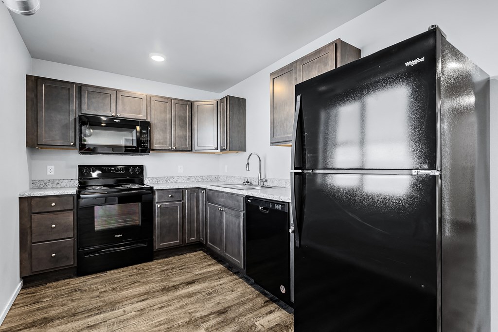 kitchen with black appliances