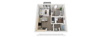 a 1 bedroom floor plan with a bathroom and a living room