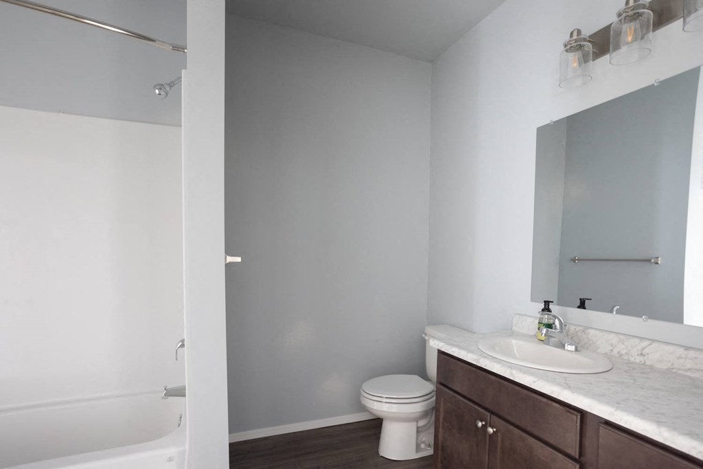 a bathroom with a sink toilet and a mirror
