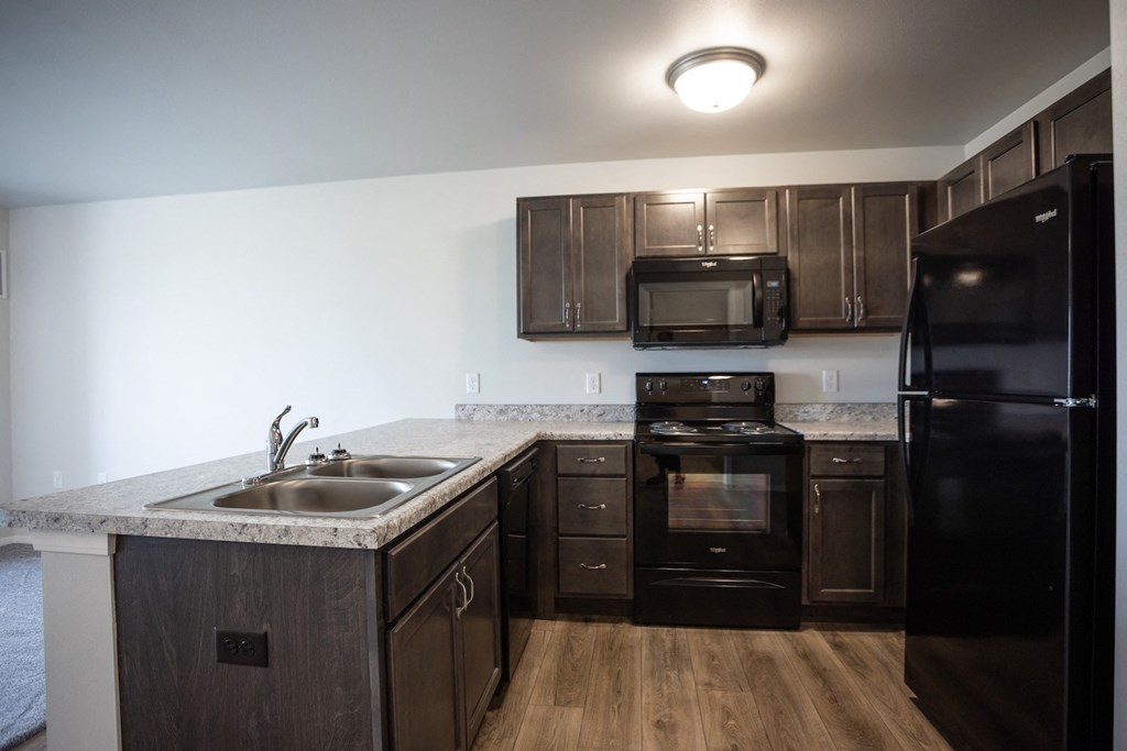 kitchen with black appliances