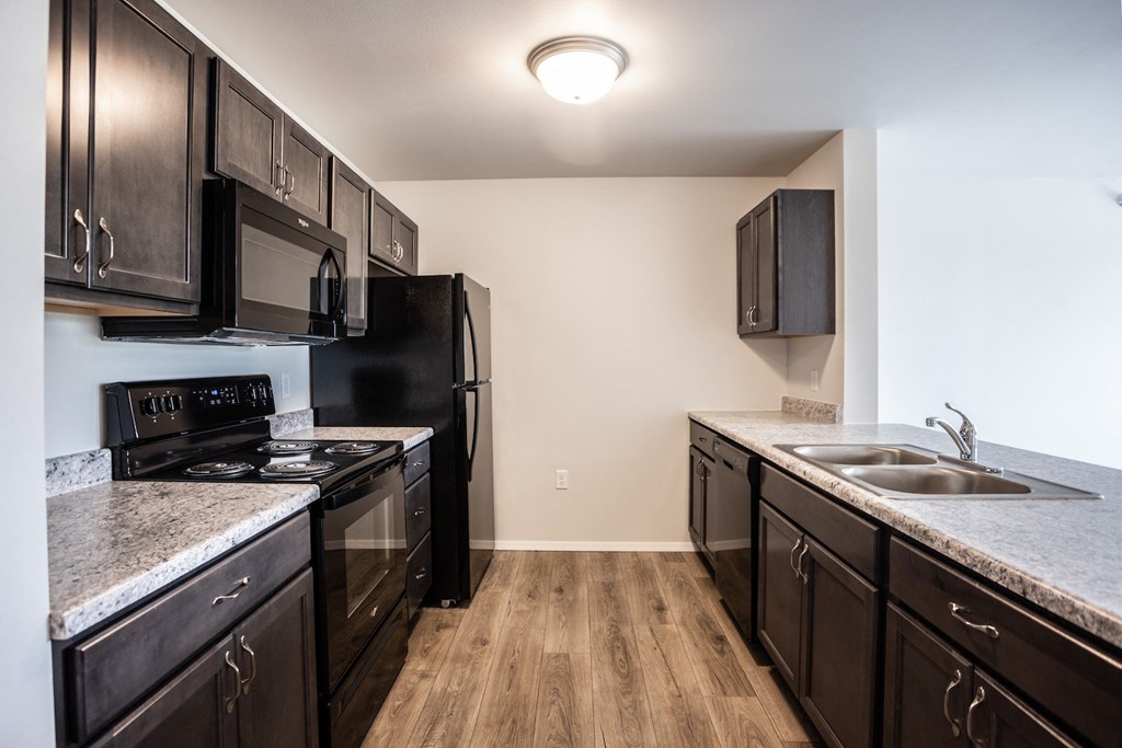 kitchen with black appliances