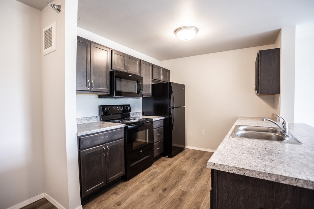 kitchen with black appliances