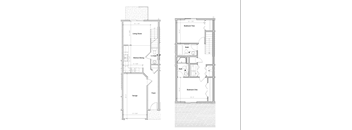 A floor plan of a two bedroom apartment with a garage.