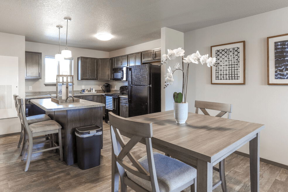 our apartments offer a dining room and kitchen with an open floor plan