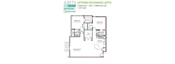 a floor plan of a house with two lofts and a bathroom