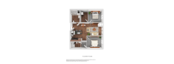 a 3d rendering of a furnished floor plan with a bedroom and living room