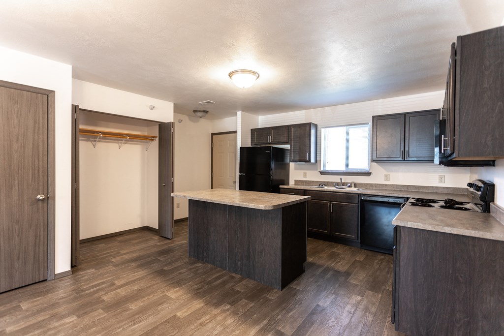 living room into kitchen