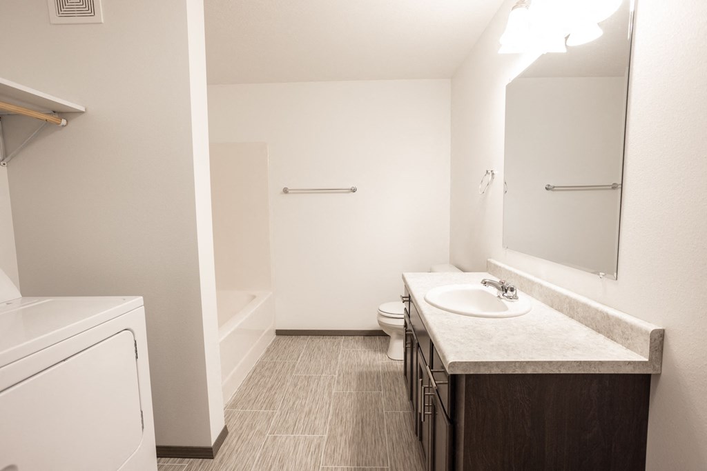 a bathroom with a sink and a toilet and a mirror