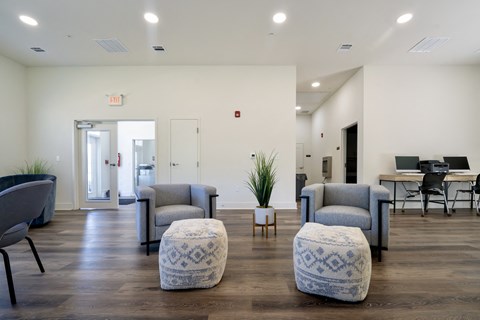 the preserve at ballantyne commons community room with couches and chairs