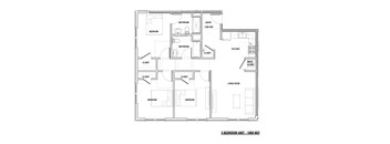 A floor plan of a 3 bedroom unit with 1080 square feet of living space.