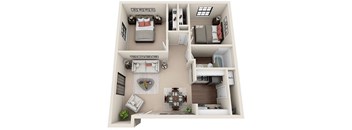 a floor plan of a house with a bedroom and a kitchen