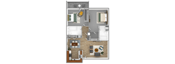 a 3d drawing of the bedroom floor plan of a house