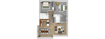a floor plan of a house with a bedroom and a living room