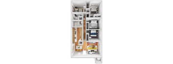 a floor plan of a 1 bedroom apartment