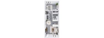 a floor plan of a one bedroom apartment with a bathroom and living room