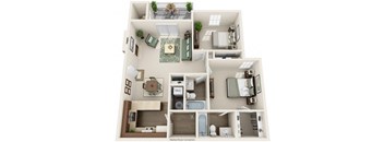 this is a 3d floor plan of a 824 square foot 1 bedroom apartment at the